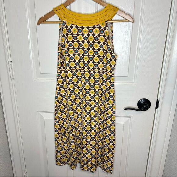 Ivy Jane Yellow Tan 70s Inspired Floral Print Baby Doll Style Dress Sz XS Retro - Picture 3 of 6